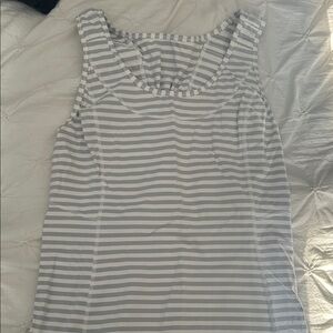 Lululemon Gray and White Striped Tank Top